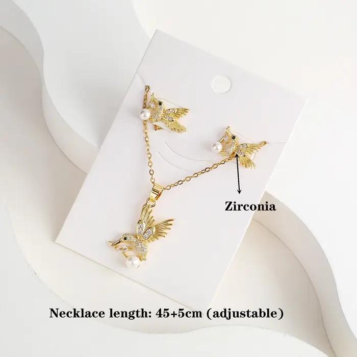 6 couleurs nouvelle mode diamants colibri pendentif collier boucle d'oreille ensemble breloques dames Animal oiseau accessoires fête cadeau d'anniversaire