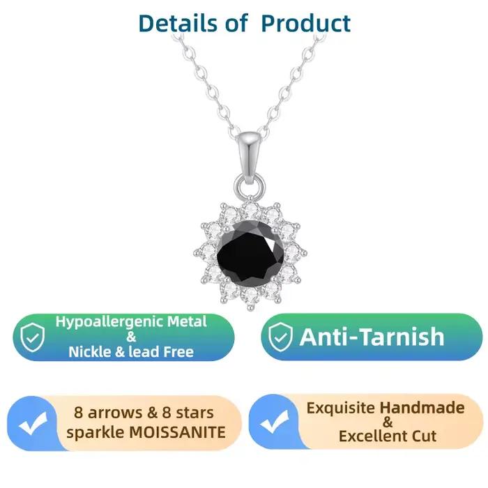 Bijoux pour femmes, bijoux de haute qualité, collier hypoallergénique, collier moissanite 2 carats pour femmes, cadeau de noël pour