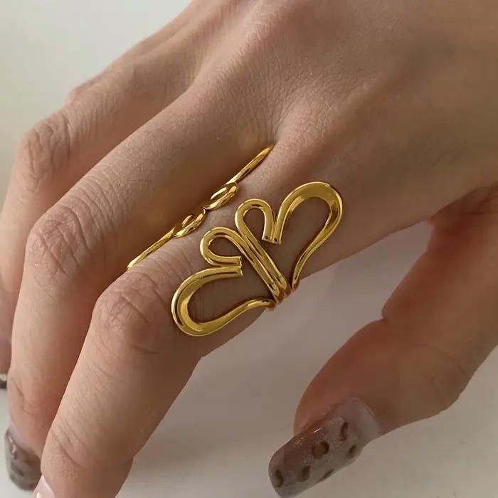 Zora – bague à fleurs creuses audacieuses, plaquée or 18 carats, en acier inoxydable, Index réglable, étanche, nouveaux bijoux
