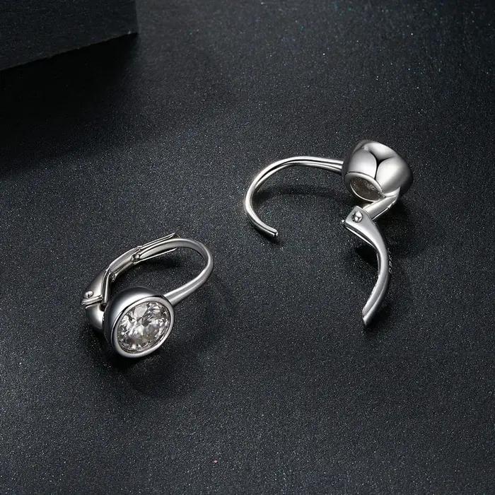 Bamoer U 0.5CT Moissanite boucles d'oreilles minimaliste lunette cerceau