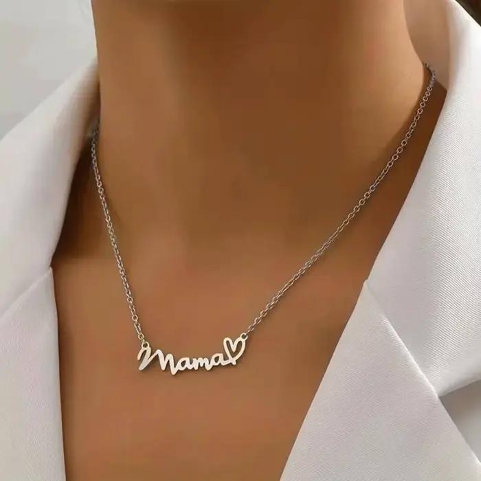 Collier pendentif lettre maman fête des mères pour femmes