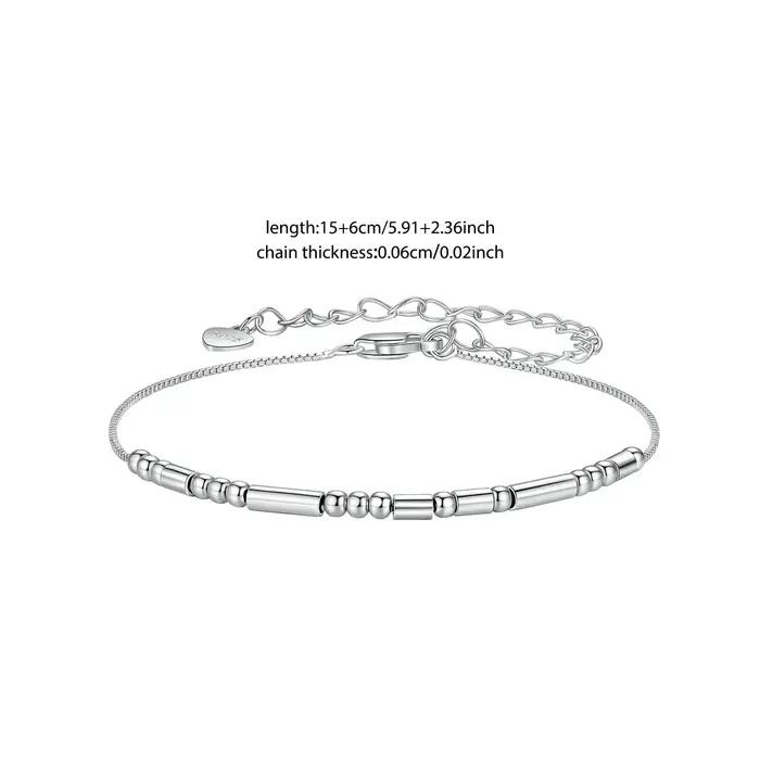 BISAER 925 argent Sterling je t'aime Morse Code Bracelet à la mode mince délicat empilable lien chaîne pour les femmes fête bijoux fins