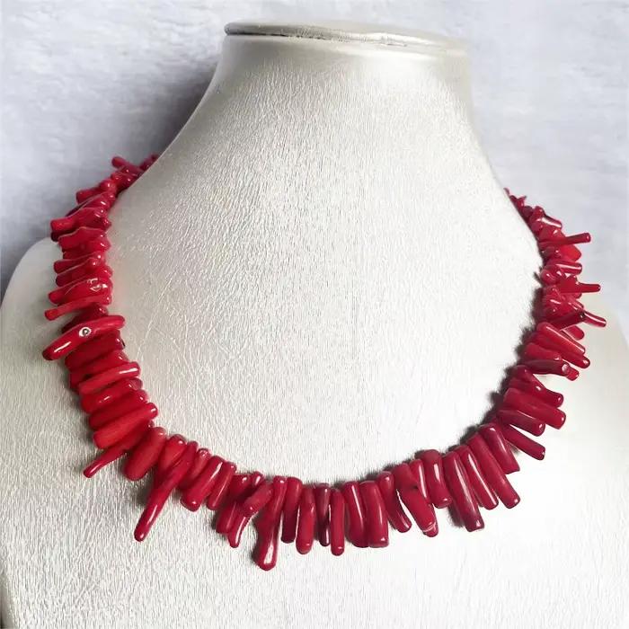 Collier en Pierre de Forme Libre Irrégulière pour Femme, Rare et Authentique, 15-20-28mm, Branche Ro