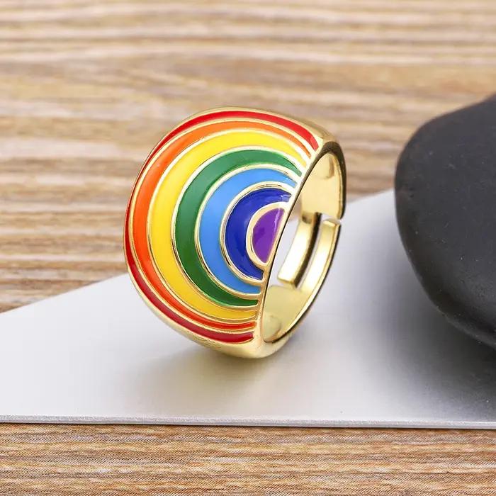 Nidin nouvelle mode bohême coloré éternité bague pour les femmes fiançailles mariage arc-en-ciel couleur classique bagues bijoux