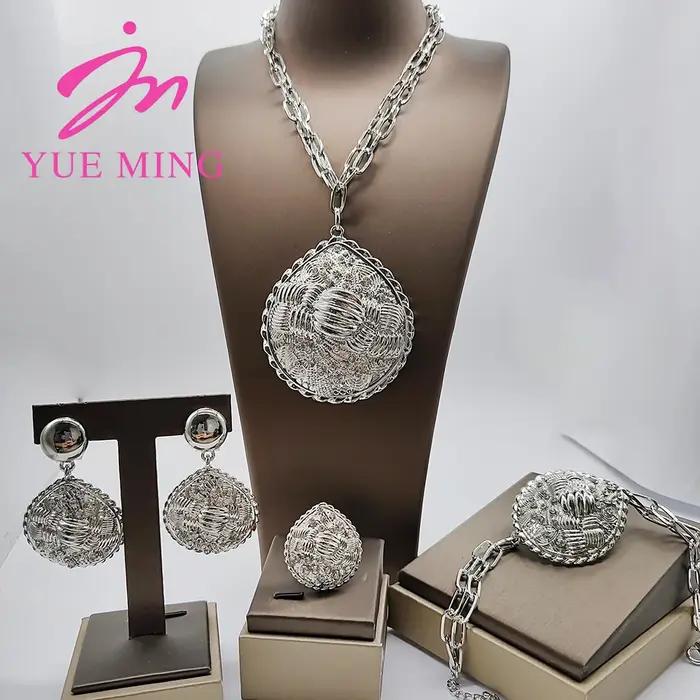 Ensembles de bijoux nigérians pour femmes, grand pendentif, mode mariée, couleur or, haute qualité,