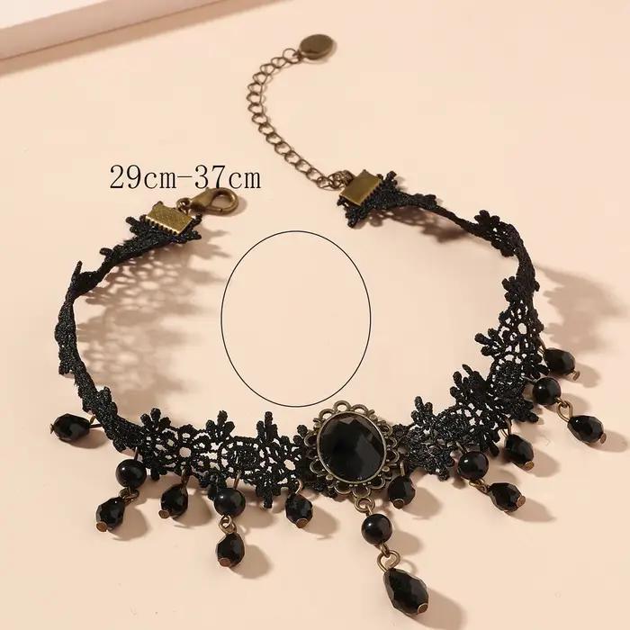 Vintage-Tour de cou en dentelle gothique classique pour femme