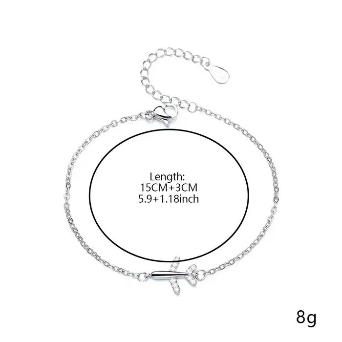Bracelet d'avion Simple et brillant, polyvalent, à la mode, en alliage plaqué argent, accessoire de bijoux à main pour femmes