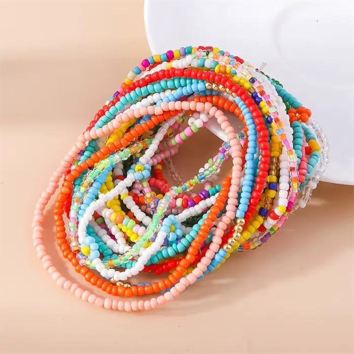 Bracelets de cheville bohème colorés en perles faites à la main pour femmes, Bracelet de plage d'été, chaîne de pied et de jambe, accessoires de bijoux pour filles