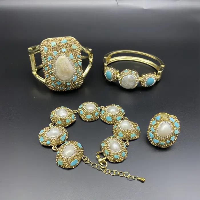 Bijoux en perles d'eau douce naturelles avec strass