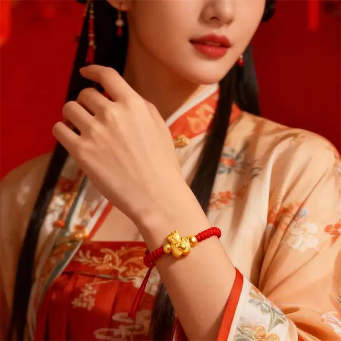 Bracelet en corde tressée rouge porte-bonheur pour femmes année du cheval 2026 style chinois bijoux de bénédiction nouvel an cadeau occassionnels
