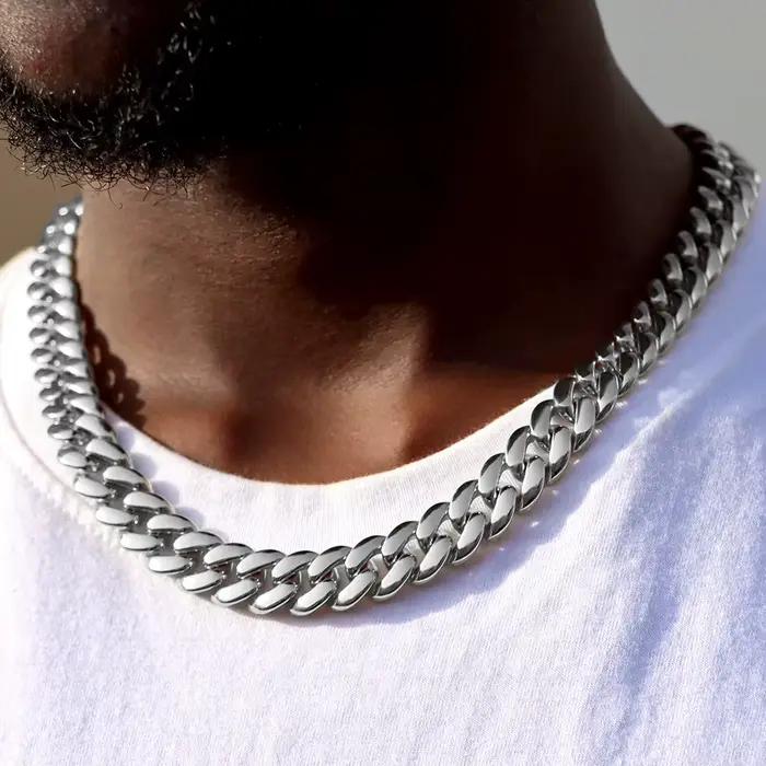 Collier chaîne cubaine Hip Hop pour hommes et femmes, chaîne Miami épaisse couleur or, bijou classique unisexe style streetwear, cadeau