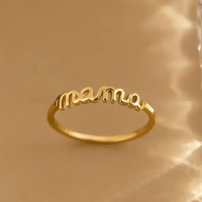 Bague Huitan "Mama" Style Mode Or/Argent pour Femme Occasions Spéciales Mariage Cérémonies Fête des Mères