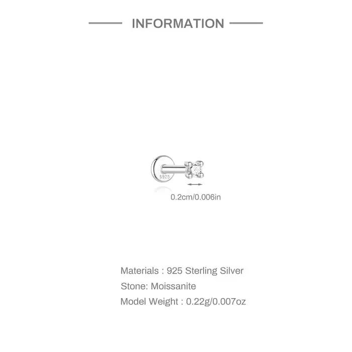 Aide Mini 2/3/4mm Moissanite boucle d'oreille pour les femmes 925 en argent Sterling