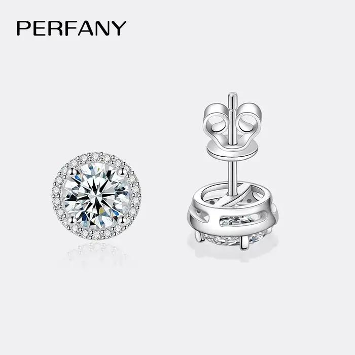 Boucles d'Oreilles en Moissanite VVS D Color en Argent Massif Plaqué Or Blanc 18K pour Femme Occasions Spéciales Élégantes Éthiques