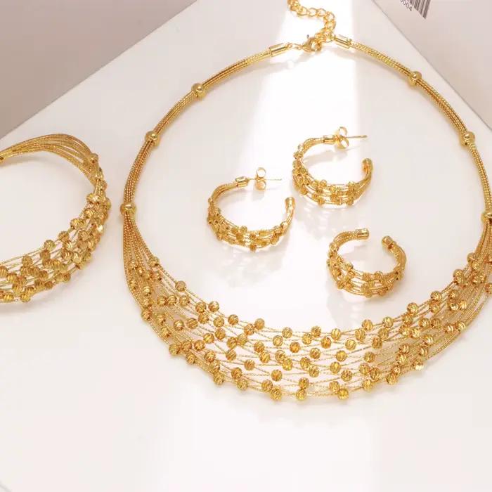 GZJPEI – ensemble de bijoux faits à la main pour femmes, ensemble de perles multicouches plaquées or 18 carats, accessoires de bijoux d'anniversaire et de mariage de haute qualité