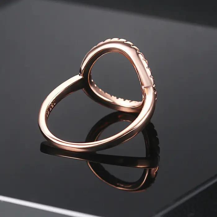 Bagues Double Fair en zircone cubique avec finition or rose et blanc pour femmes, alliances de mariage, cadeaux pour occasions spéciales