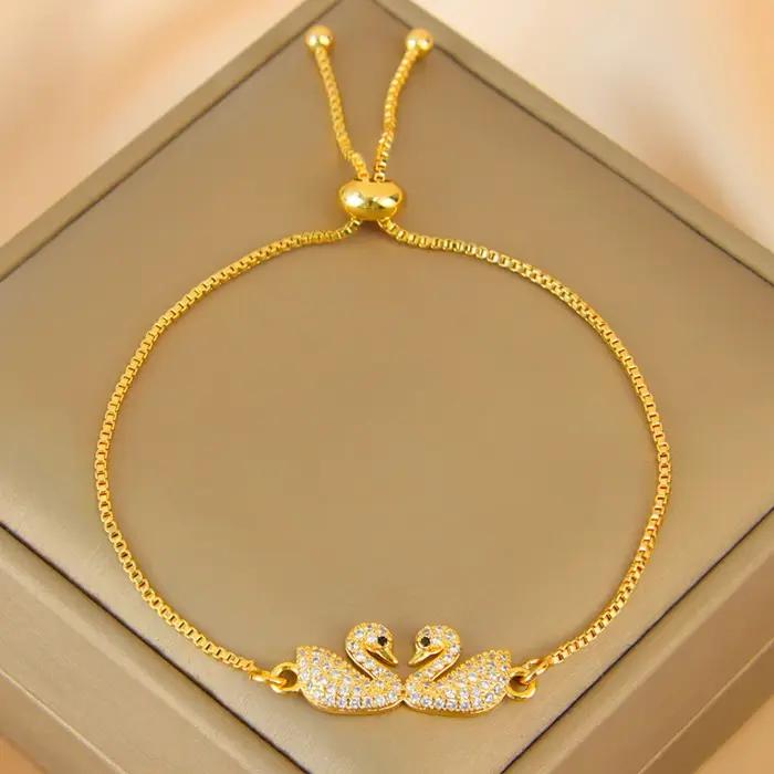 Bracelet exquis en zircone italienne plaqué or 21 carats