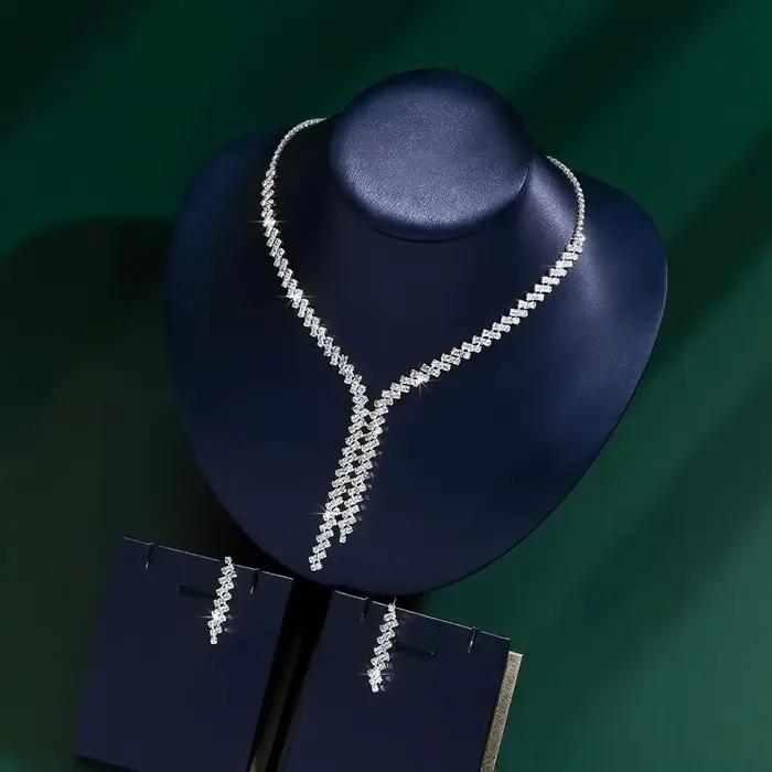 Style coréen à la mode frange collier boucle d'oreille ensemble de bijoux de luxe mariée robe