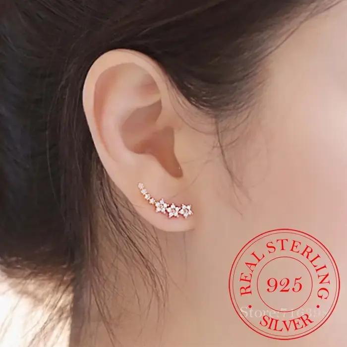 Boucles d'oreilles étoile en cristal en argent Sterling 925 pour femmes, cadeau de fête, bijoux hypoallergéniques en argent Sterling