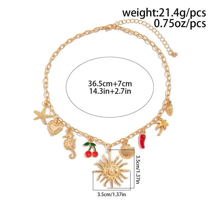Salircon soleil étoile de mer pétoncle pendentif collier pour femmes Vintage conque été plage vacances couleur or chaîne bijoux cadeau