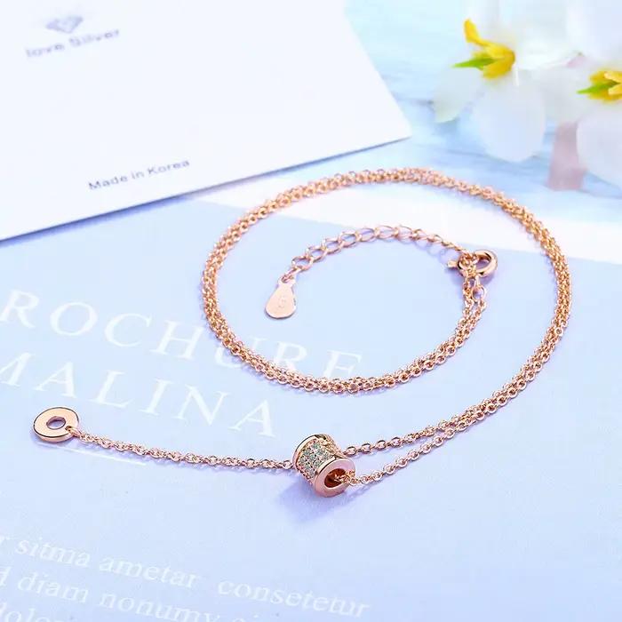 Collier et pendentif en argent sterling 925 avec zircone, perles porte-bonheur rotatives et pompons circulaires pour femme, cadeau, bijoux en argent sterling