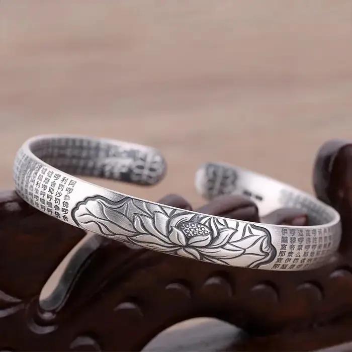Bracelet jonc rond tendance en argent sterling 925, grand jonc simple pour femme, cadeau bijoux - No