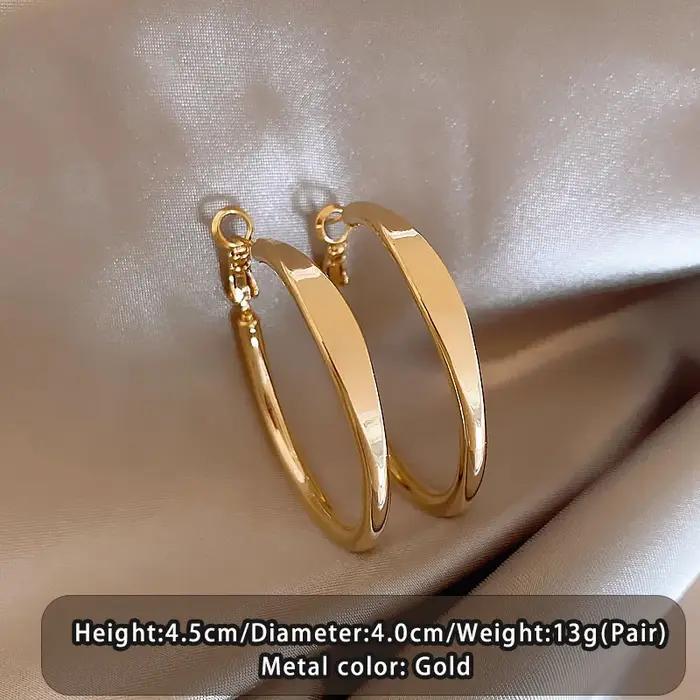 Boucles d'oreilles circulaires simples plaquées or 18 carats, 40mm, nouveaux bijoux, accessoires ten