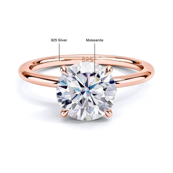 Szjinao – bague en Moissanite couleur D, 1ct, 2ct, 3ct, 5ct, en or Rose pour femmes, bijoux de fianç