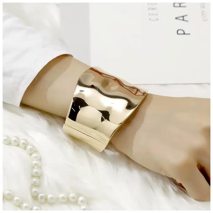 KMVEXO Punk Hip Hop larges bracelets asymétriques Bracelets pour femme déclaration alliage Bracelets hommes bijoux Femme accessoires Manchette