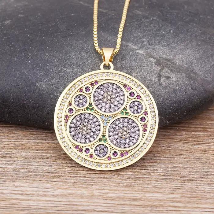Nidin BLORound-Collier à breloques plaquées or, étiquette en métal de style bohème, conception d'incrustation, artisanat de bijoux à bricoler soi-même, cadeau de fête