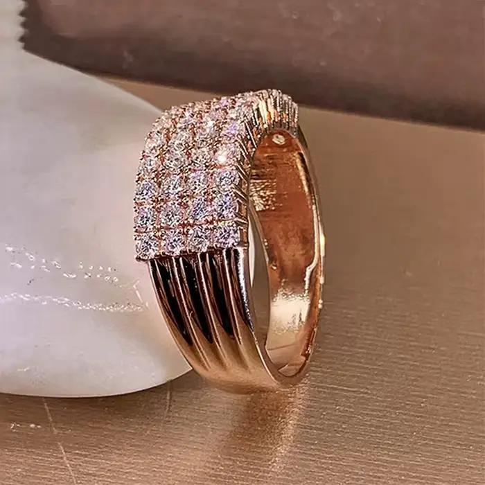 Huitan – magnifique bague couleur or Rose pour femme