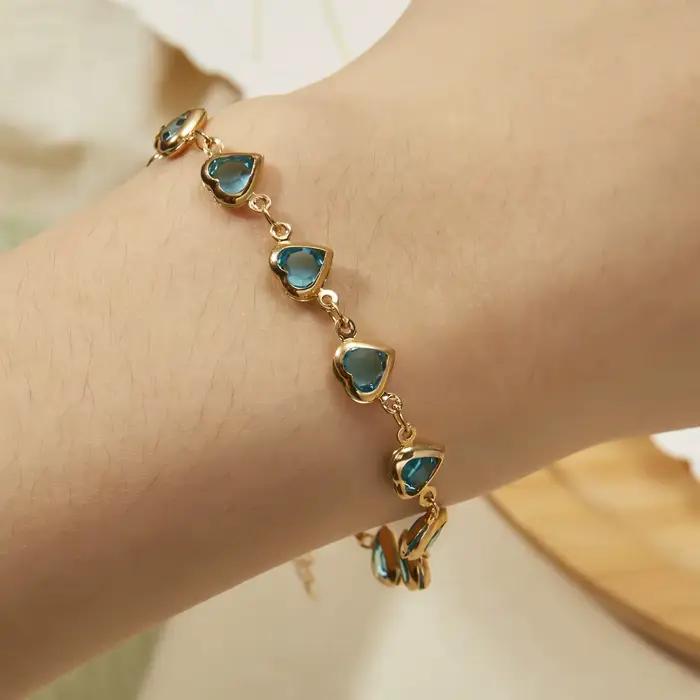 Bracelets élégants en métal avec zircon rouge et chaîne pour femmes
