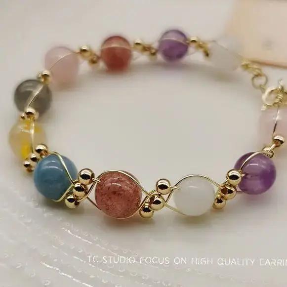 Dreams Come True Niche Perles tissées colorées Bracelet multi-cristal mixte Naturel Lucky Allegory Cadeau de prière pour bijoux pour femmes