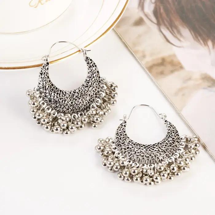 Boho Gold Document Beads Tassel Boucles d'oreilles pour femmes