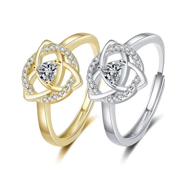 YILUOCD Triquetra trinité noeud cubique zircone bague infini éternité celtique
