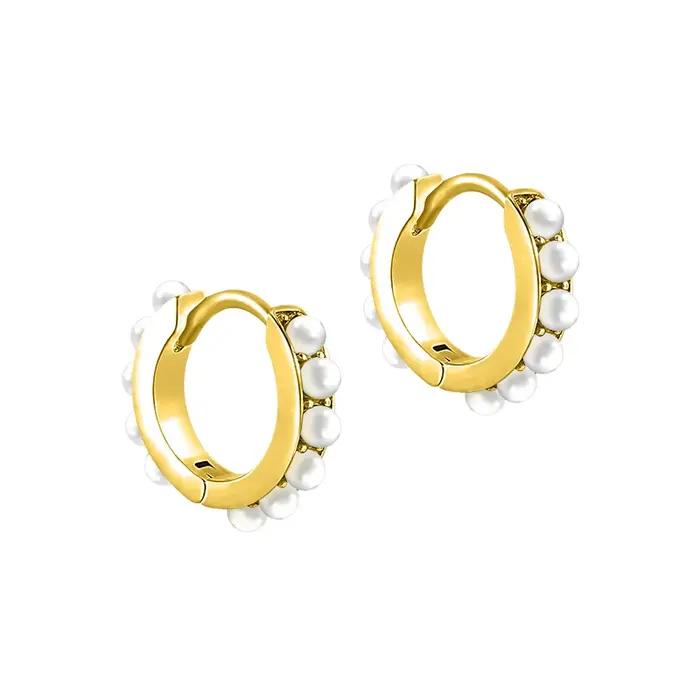 INS minimaliste 925 en argent Sterling boucle d'oreille perle petit cercle boucles d'oreilles pour femmes or