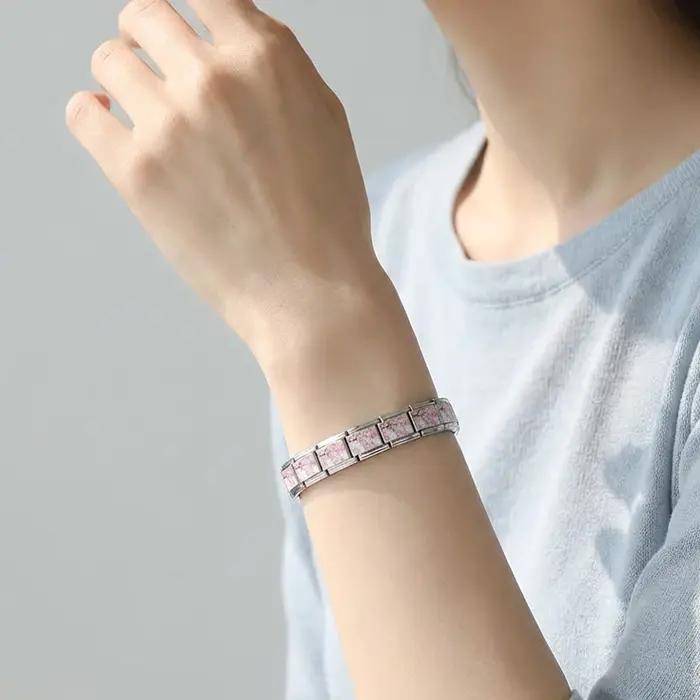 Bracelet Assorti De Fleurs Breloques Modulaires En Acier Inoxydable Coloré Pour Femmes Occasions Spéciales