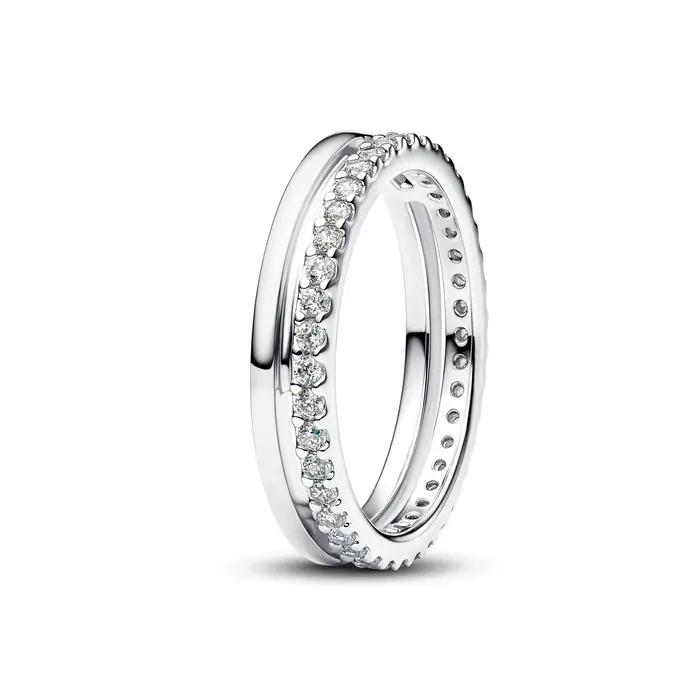 Bague en argent sterling 925 motif trèfle à quatre feuilles et cœur pour femme cadeau de bijoux raffinés pour les fêtes et occasions spéciales