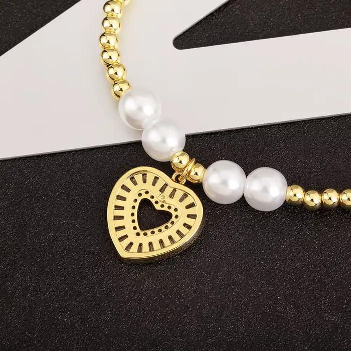 Nidin nouvelle mode coeur/champignon forme creux conception chaîne Bracelets réglable pour les femmes perles briller Zircon bijoux cadeaux