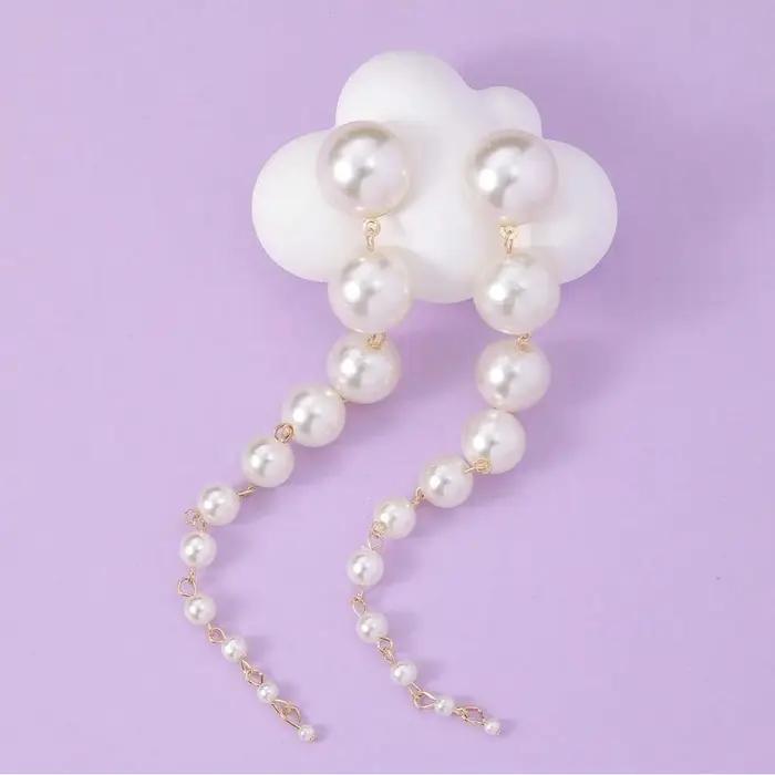 Boucles d'oreilles longues pendantes pour femmes, tendance 2024, élégantes, imitation perle, à pampi