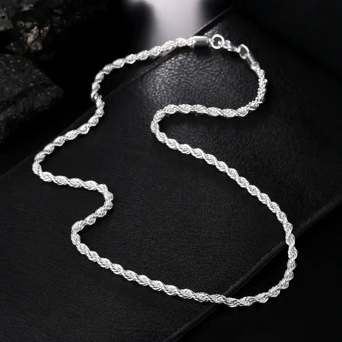 Colliers en Argent Sterling 925 Chaînes et Colliers Charmes Chauds Fine 4mm Bijoux Occasions Spéciales Fête Mariage Cadeaux Vacances