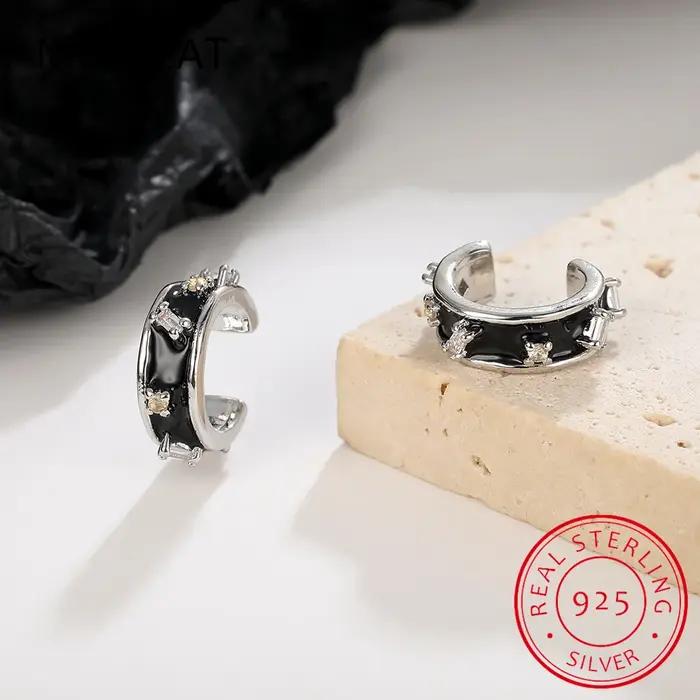 Boucle d'oreille clip en argent regardé 925 pour fille