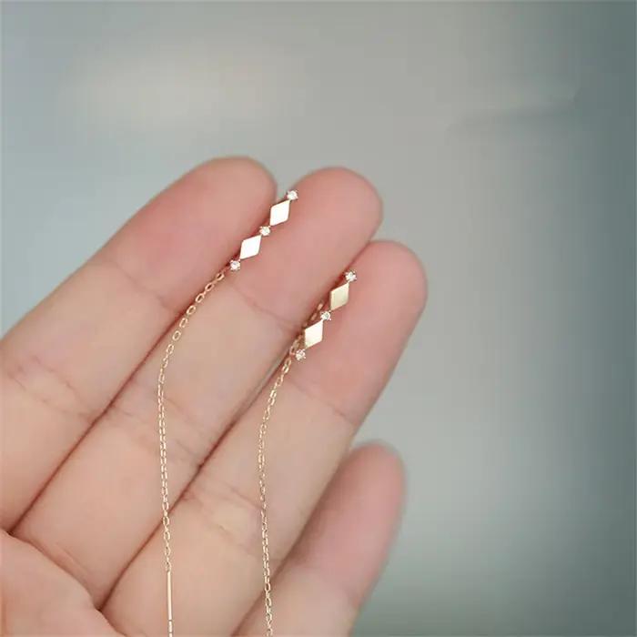 Boucles d'oreilles à clous en argent sterling 925 plaqué or incrustées de cristaux zirconium pour femmes style rétro chic événements spéciaux