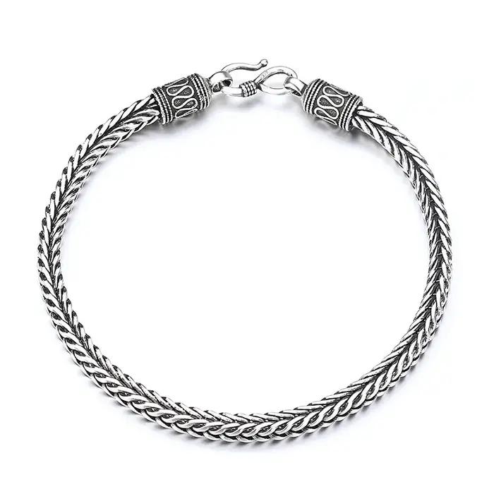Bracelet en Argent Sterling 925 Chaîne Vintage Occasions Spéciales Fiançailles Mariage Hiphop Rock