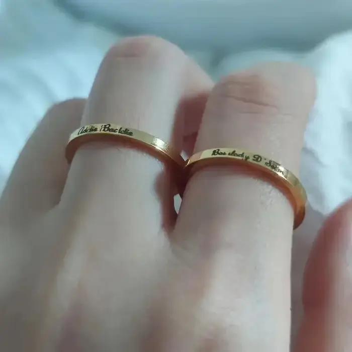 Bague personnalisée avec nom gravé en acier inoxydable pour femmes occasions spéciales mariage anniversaire engagement naissance cadeau de Saint Valentin