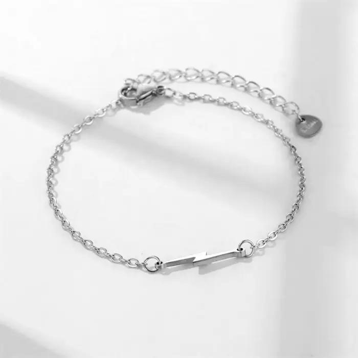 Bracelet Porte-Bonheur Éclair Acier Inoxydable Bracelet à Breloques Pour Hommes Femmes Occasions Spéciales Cadeau Tendance
