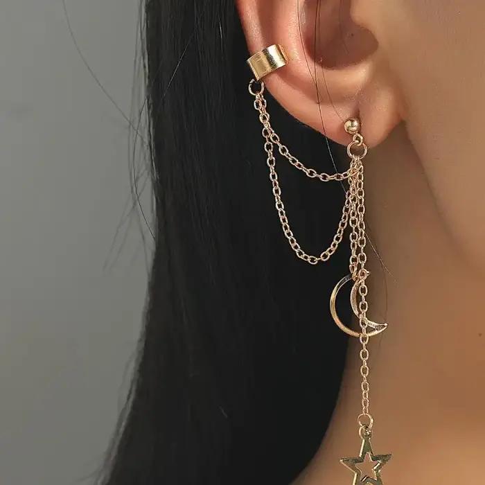 Boucles d'oreilles pendantes élégantes à longue chaîne pour femmes