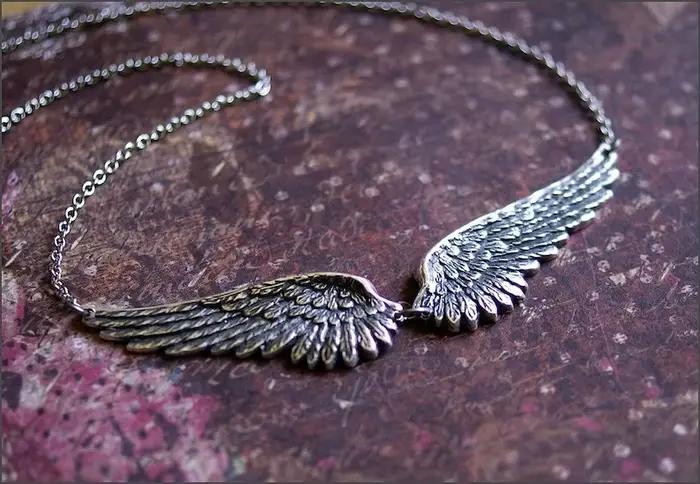 Collier Vintage Ailes d'Ange Plume Tour de Cou Grand Pendentif en Alliage de Zinc pour Femme Occasions Spéciales