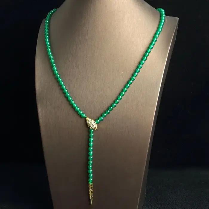 Collier Serpent Rétro Luxe Léger Incrusté de Turquoise, Longue Chaîne de Pull, Bijou de Mode pour Fe