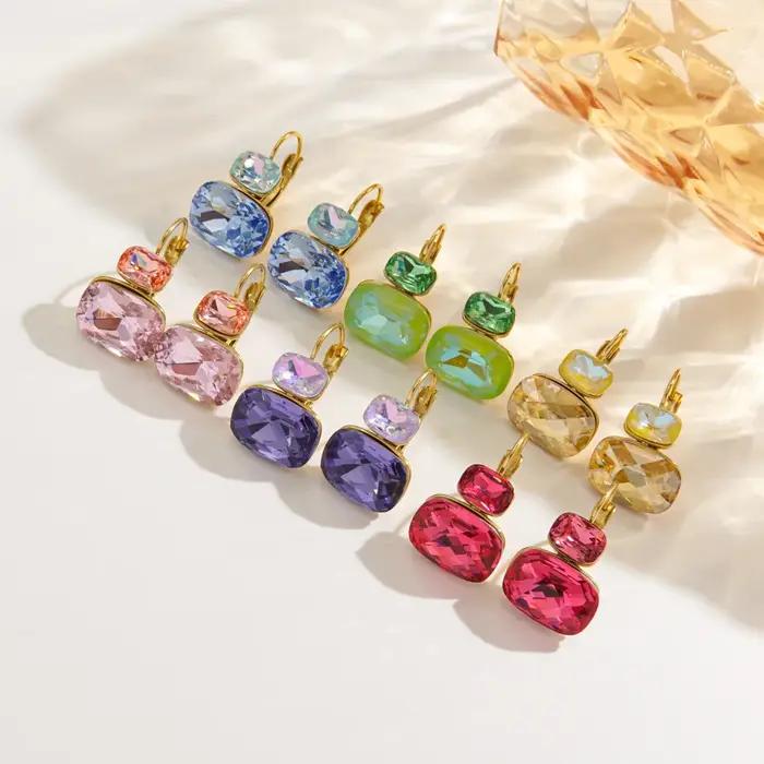 CARLIDANA Ins Fashion – ensemble de boucles d'oreilles et bagues d'été en acier inoxydable plaqué or 18 carats